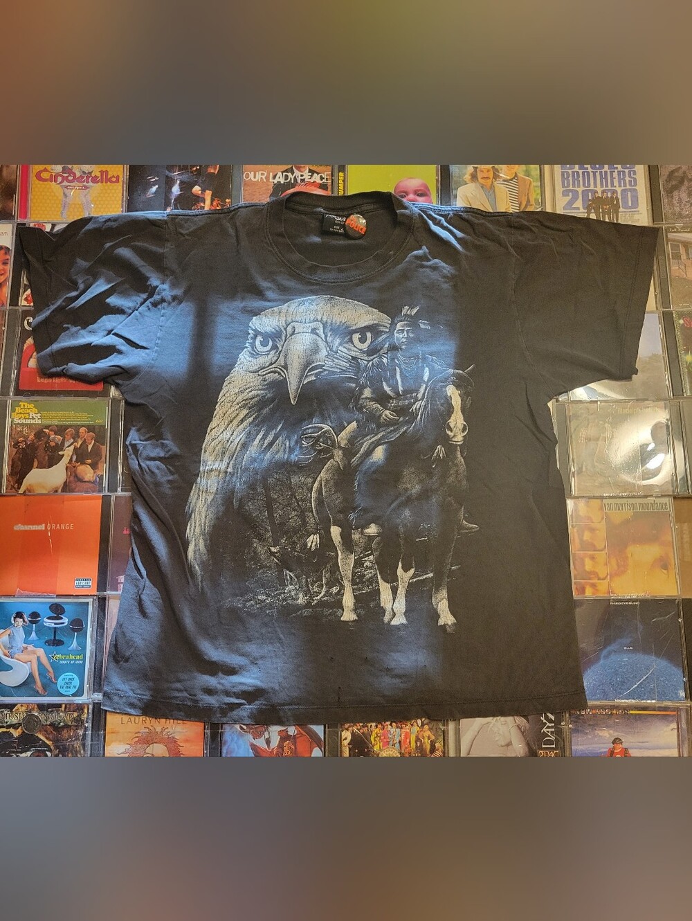 Vintage Glow In The Dark Black Eagle & Rider Graphic Tee